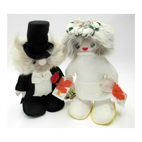 Vintage Bride and Groom Gnome Dolls by Fufel Made in Canada 1980s - Picture 7 of 10
